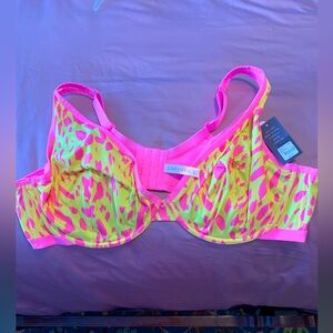 Hot pink and yellow Cacique Lane Bryant 50D Bra.
